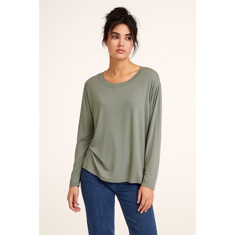 Banana Republic Top Pullover Green Long Sleeve Crew Neck Size XL